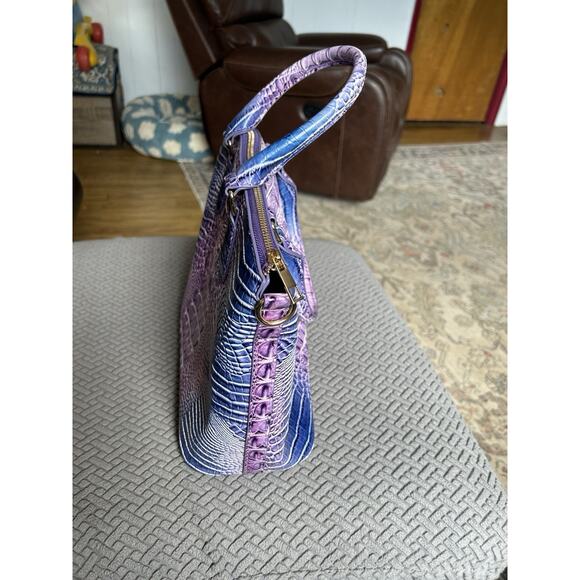 Purple And Blue Faux Leather Handbag With Handles And Zip Closure Lavender Purse - Picture 7 of 9